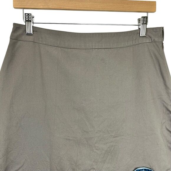 Boden Pencil Skirt Gray with Blue Velvet Floral Accents Size 8 Reg Fully Lined - Picture 2 of 10